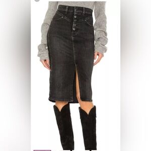 Veronica Beard Herron Midi Denim Skirt Size 2 Washed Onyx EUC